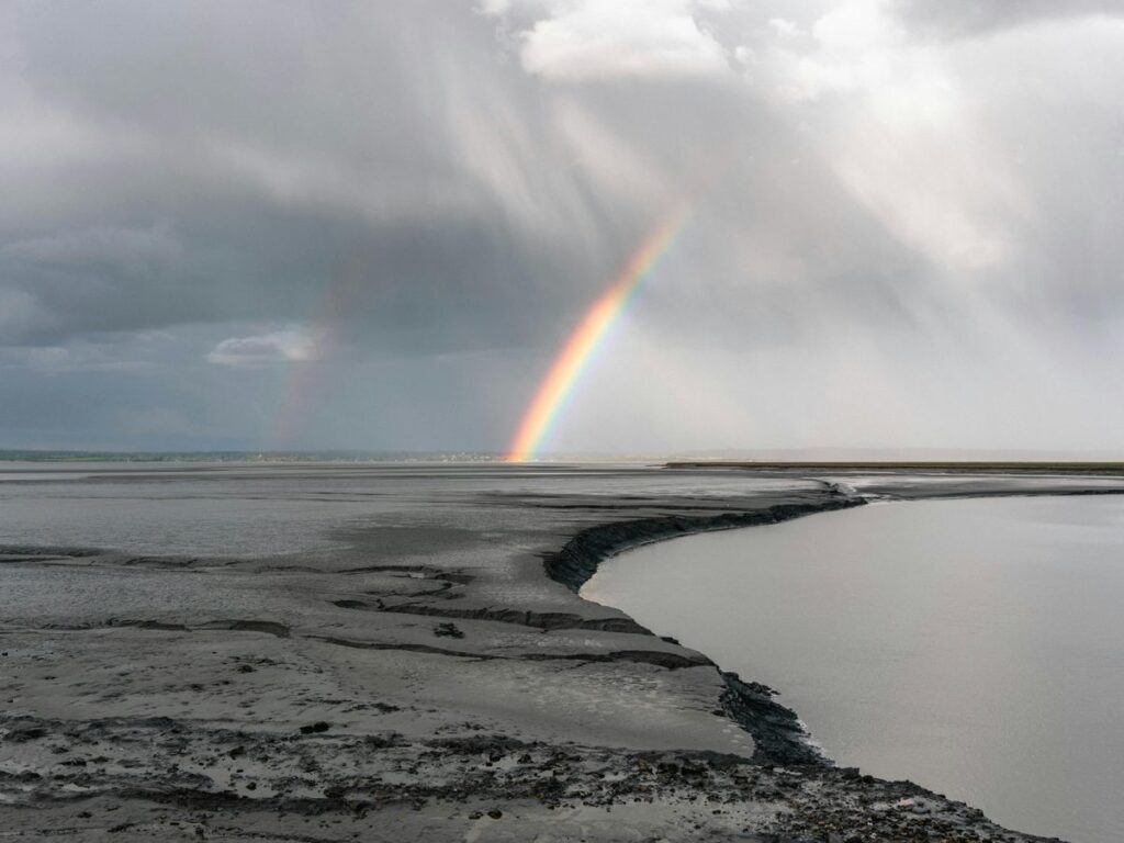 Tidal flats bei den Halligen Sehenswürdigkeiten in Nordfriesland.