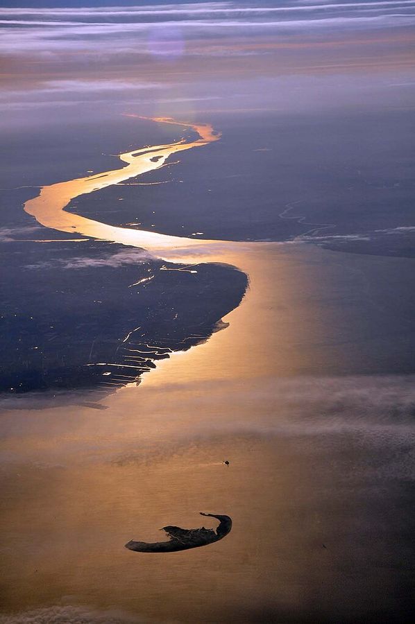 Luftaufnahme der Insel Trischen in der Nordsee.